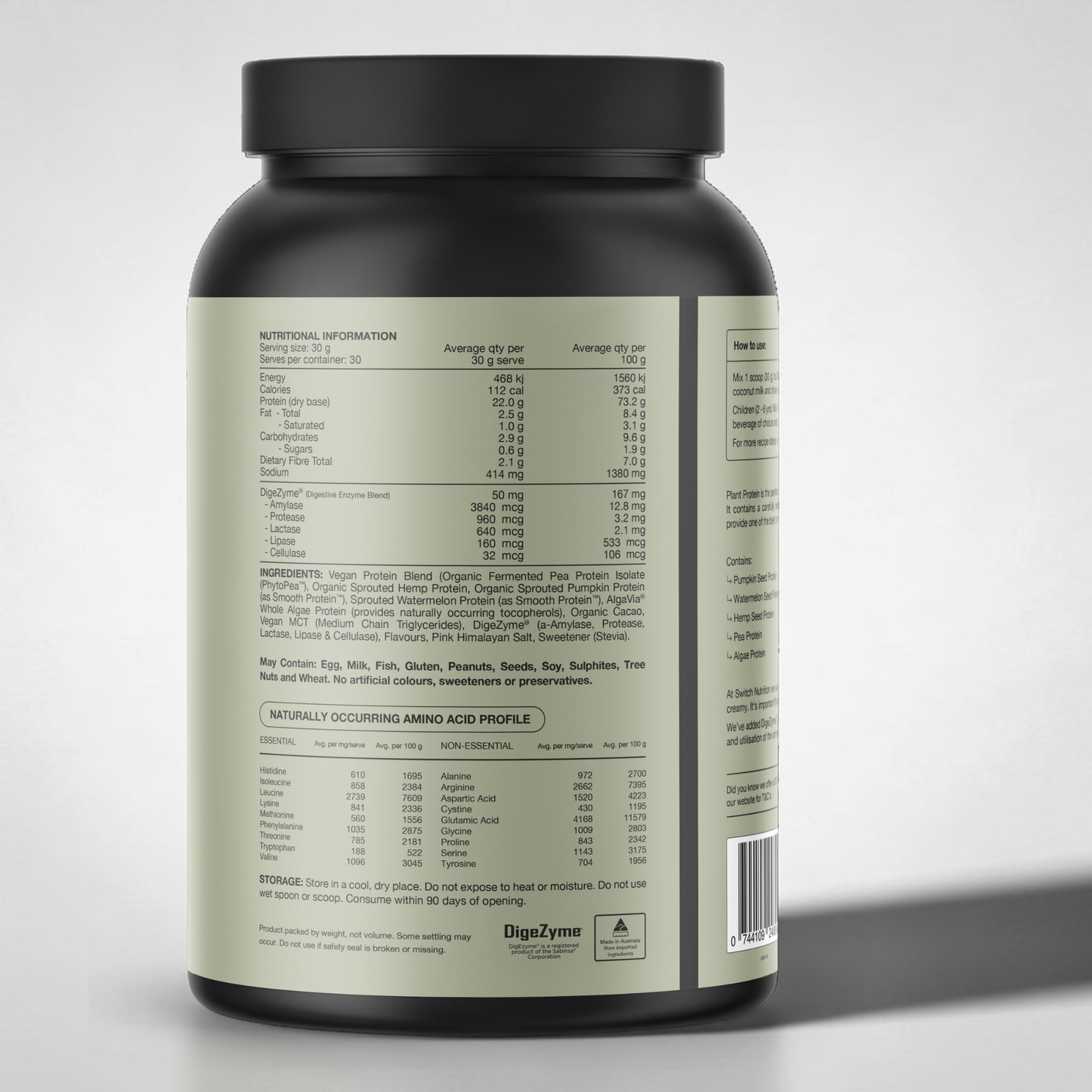Switch Organic Sprouted Plant Protein Choc Sea Salt 900g